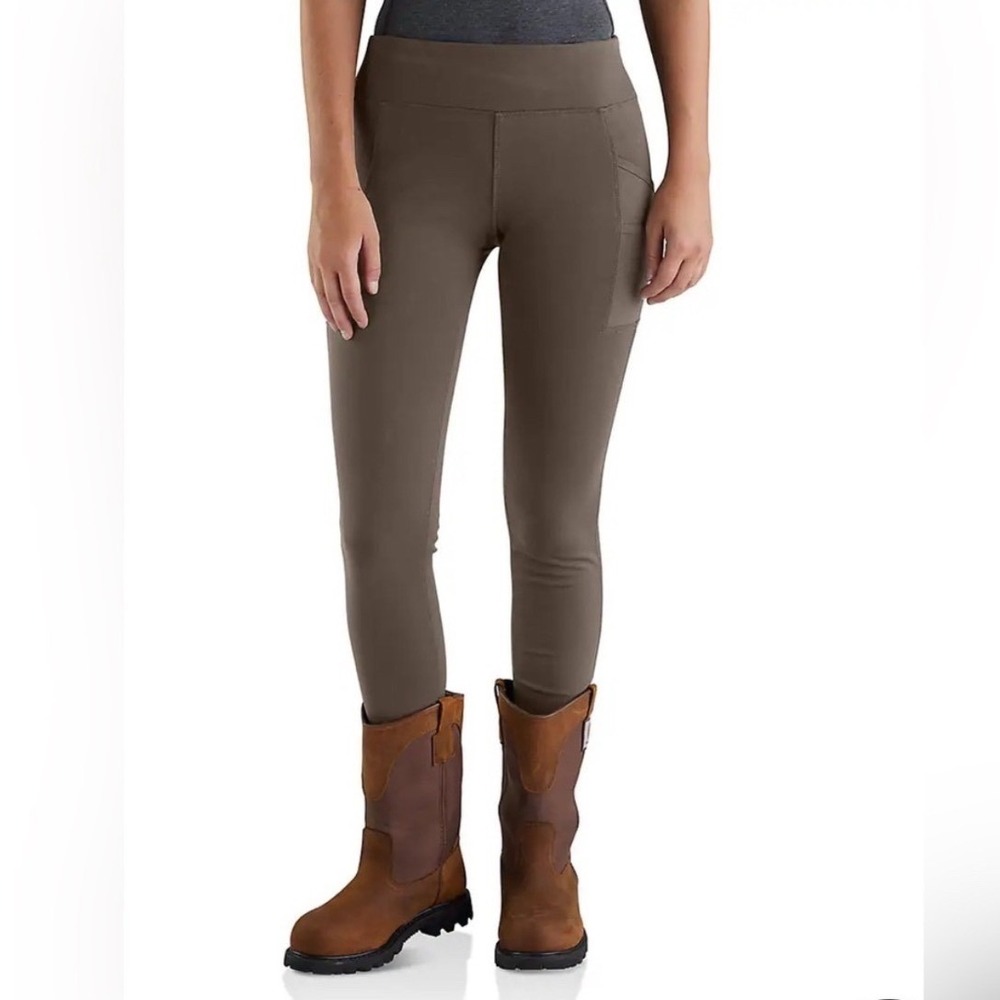 Carhartt Force Utility Leggings Womens M Tall Brown Ponte Knit Outdoor Hiking - Picture 1 of 11